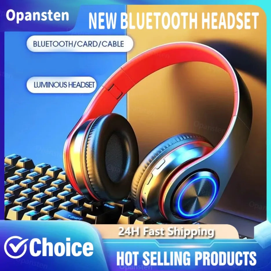 Headsets Gamer Headphones Blutooth Surround Sound Stereo Wireless Earphone USB With MicroPhone Colourful Light PC Laptop Headset Main image
