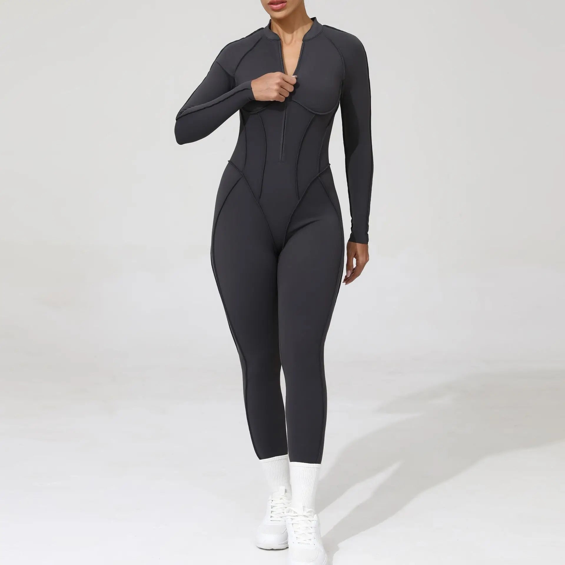 Women's Tracksuit Gym Workout Sports Clothes Outfit Zipper Jumpsuit Yoga Fitness Overalls Set Open Back Bodysuits Suit for Women