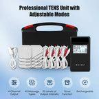 Digital TENS EMS Unit 4-Channel Tens Electrostimulator Rechargeable Muscle Stimulator with 20 Intensity Levels for  Pain Relief