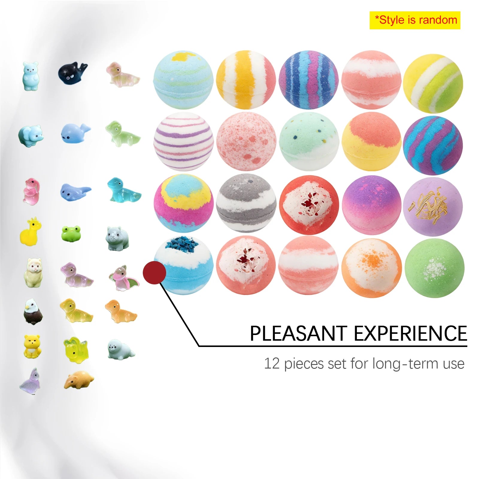 12pcs Bath Bombs Set with Surprise Toys Inside Essential Oil Moisturizing Skin Care Bathtime Sensory Play Gift for Boys & Girls