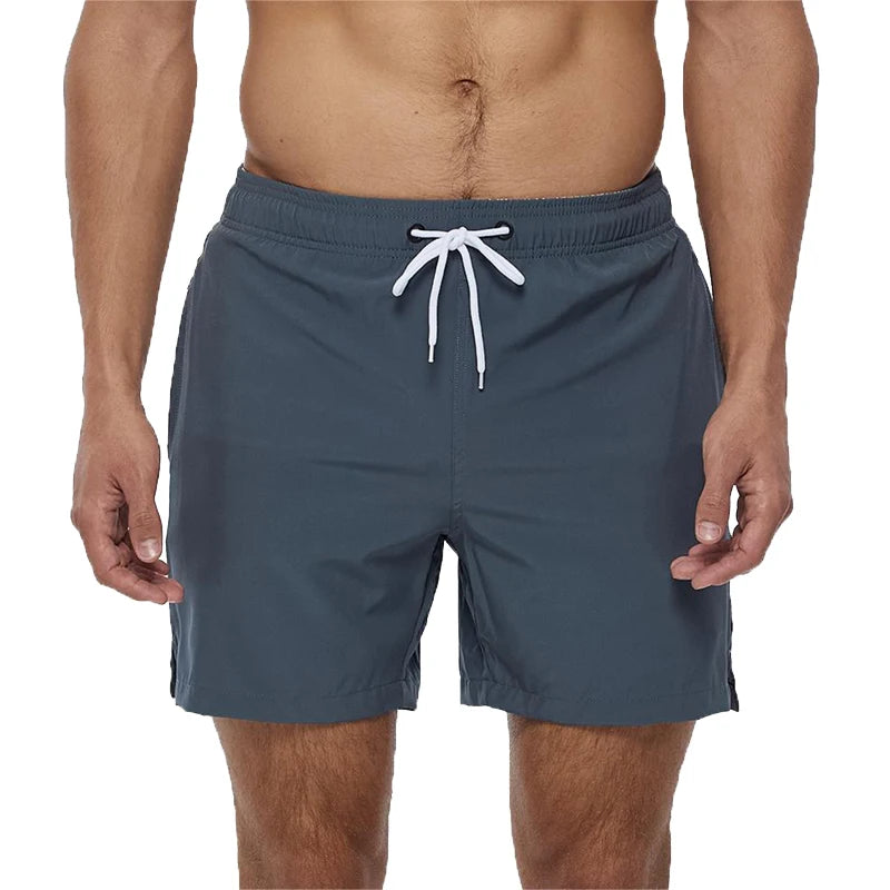 Escatch 2026 Summer Man Swimwear Solid Multicolor Polyester Mesh Liner Side Zipper Pocket Maillot De Bain Homme Sport Shorts