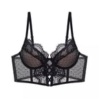 French Lace Push Up Lingerie Set Mulher Thin Underwire Bra Sheer Ruched Chemise Soft Petite Small Bust S-XL Hot Sale