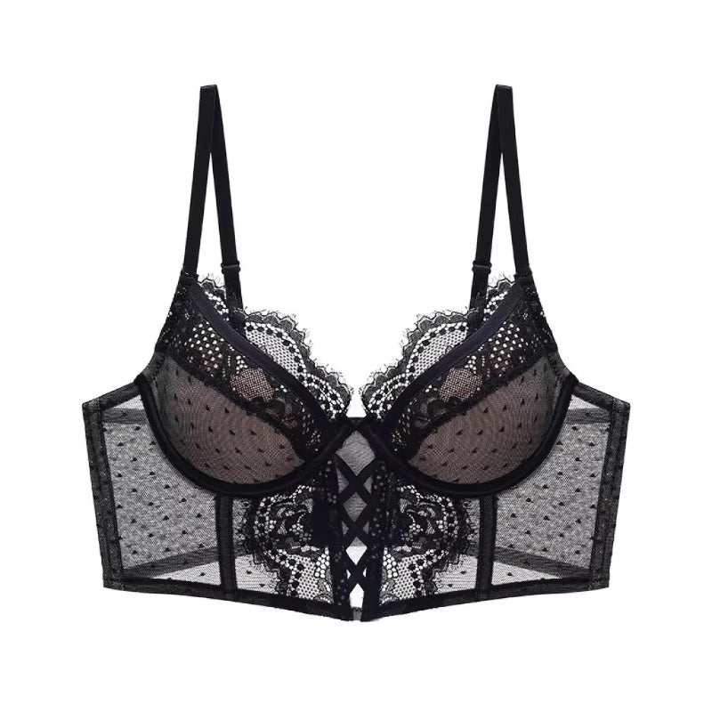 French Lace Push Up Lingerie Set Mulher Thin Underwire Bra Sheer Ruched Chemise Soft Petite Small Bust S-XL Hot Sale