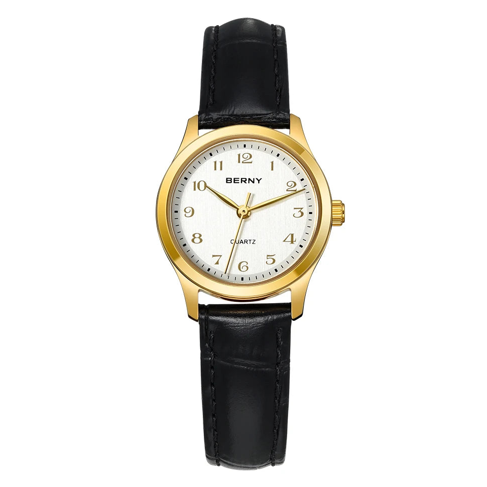 BERNY Gold Watch for Women Luxury Ladies Fashion Quartz Wristwatch Elegant Gradient Dial Multiple Scenarios Matching Lady Watch
