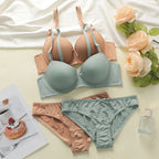 High Quality Sexy Lingerie Set For Women's Lace Up Steel Ring Push Ups 2-piece Set For Daily Underwear Set A2127