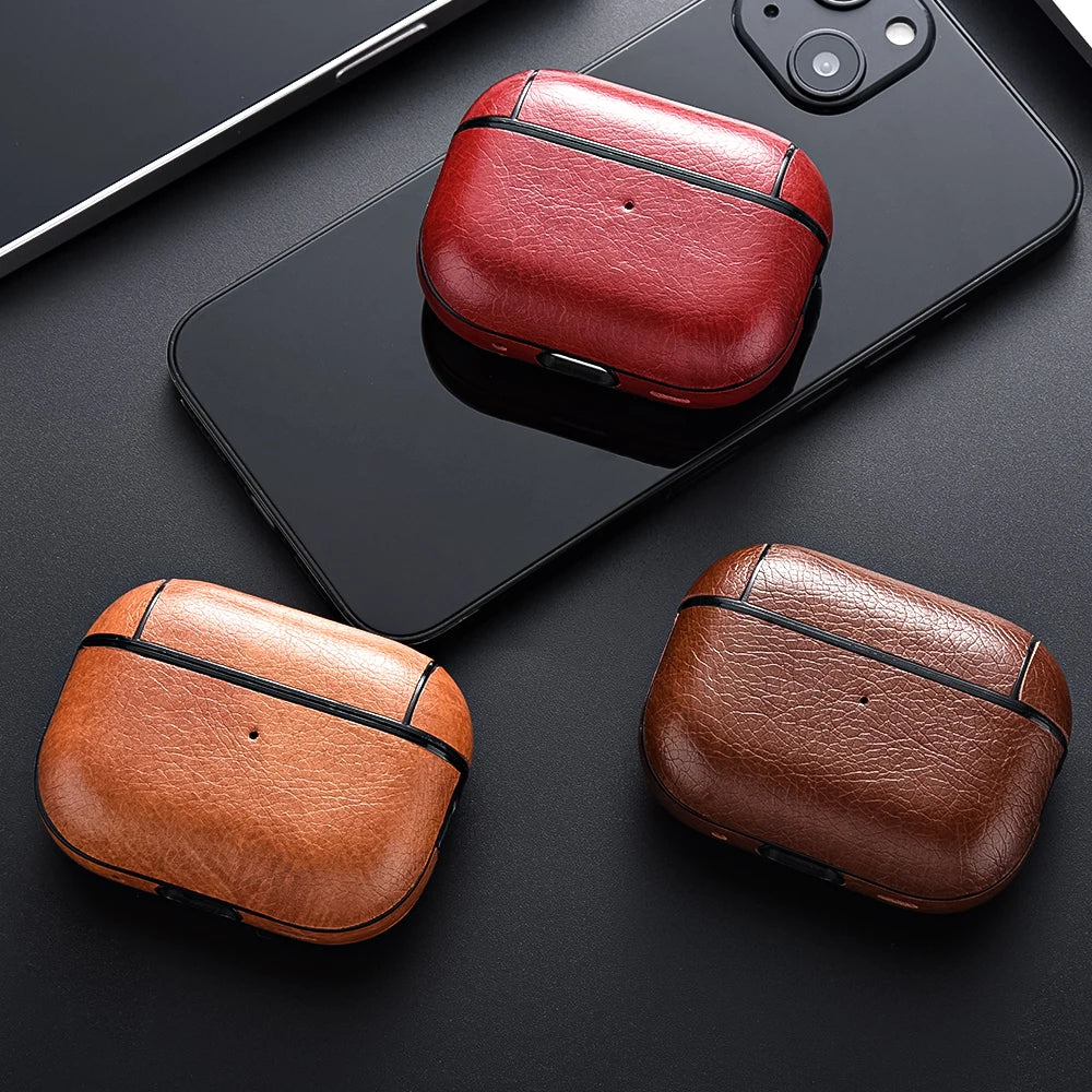 For Airpods Pro 3 Case Leather Business Earphone Case Headset Shell Headphone Cover For Apple AirPod 4 3 Pro 2nd Gen USB C Funda