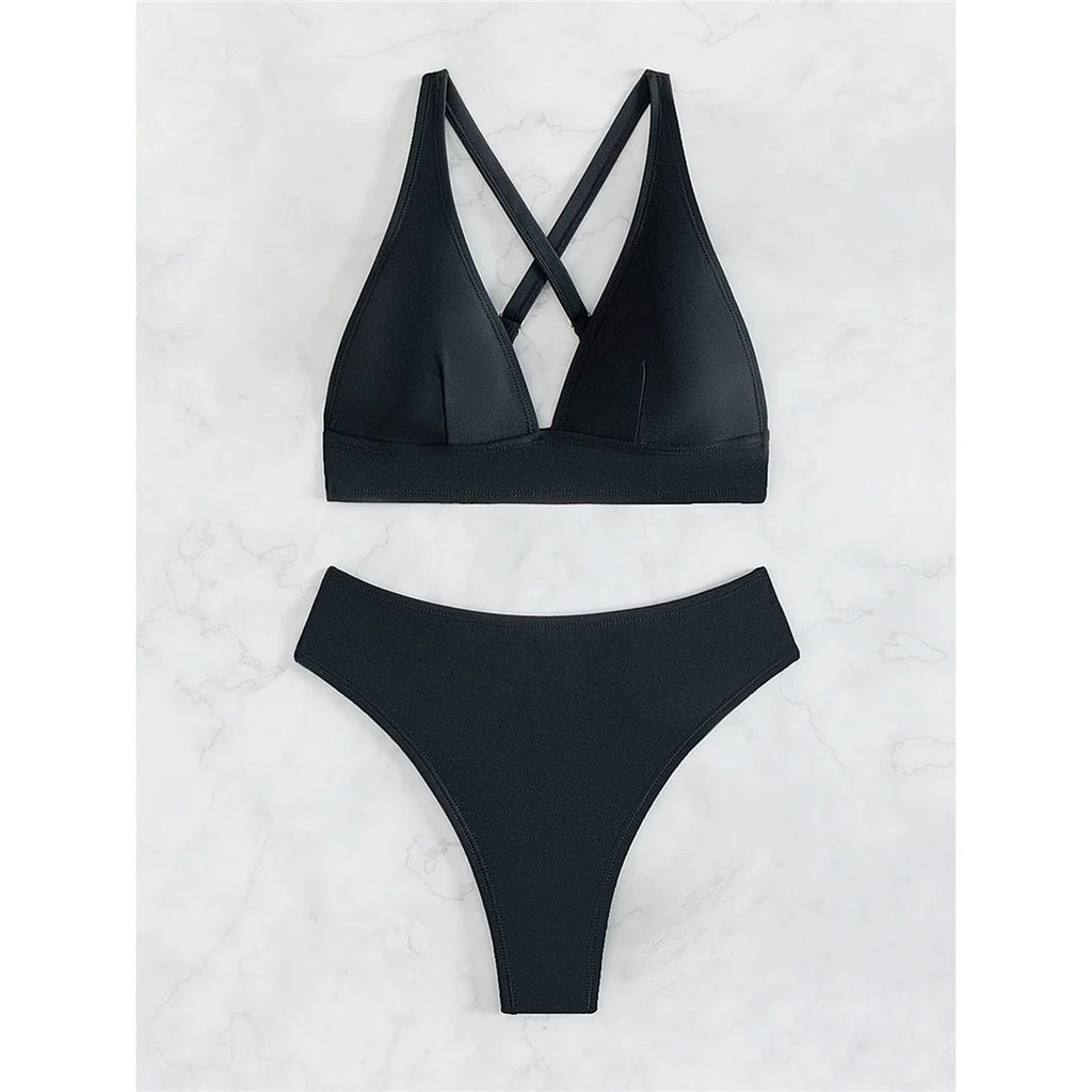 S - XL Cross Back Mini Micro Thong Bikini Female Swimsuit Women Swimwear Two-pieces Bikini set Bather Bathing Suit Swim K5022