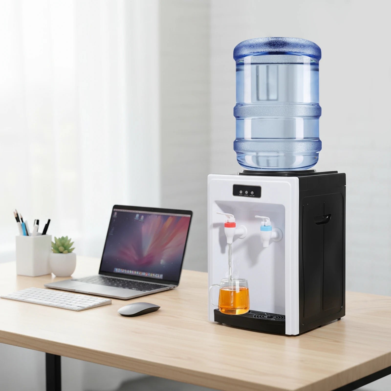 Electric Table Drinking Water Dispenser, Drinking Fountain, Office Cooler Home Hot/Cold Beverage Machine for 4.5-18.9L Buckets Main image