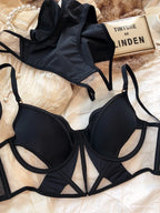 French Thin Cup Women Lingerie Set Sexy Hollow Lace Bra Set Summer Mesh Comfort Breathable Underwear Fish Bone Tops Intimates
