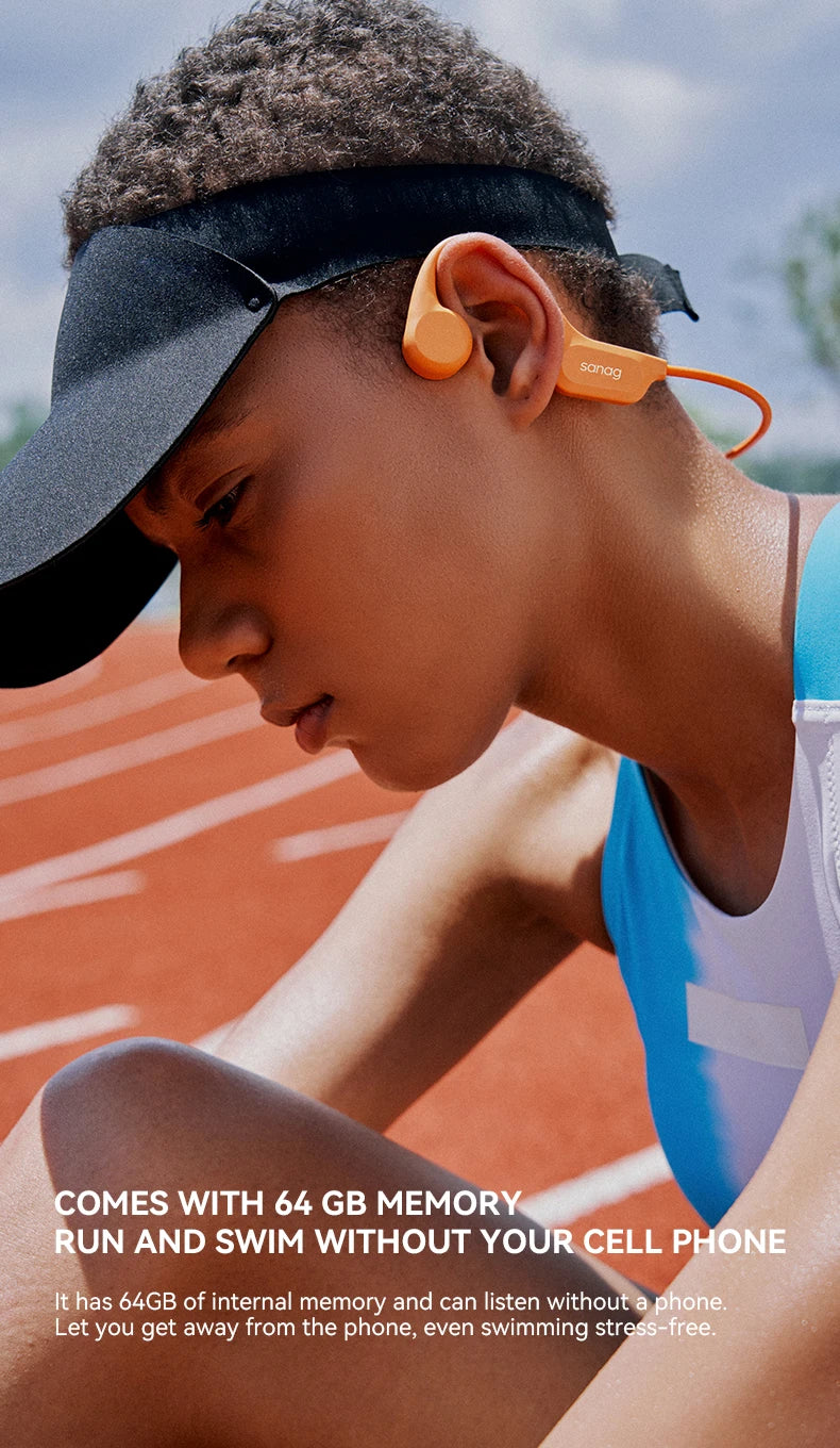 Sanag B60S Bone Conduction Earphone IPX8 Swimming Bluetooth Headphones Wireless Headset 32GB/64GB MP3 with Microphone Earbuds