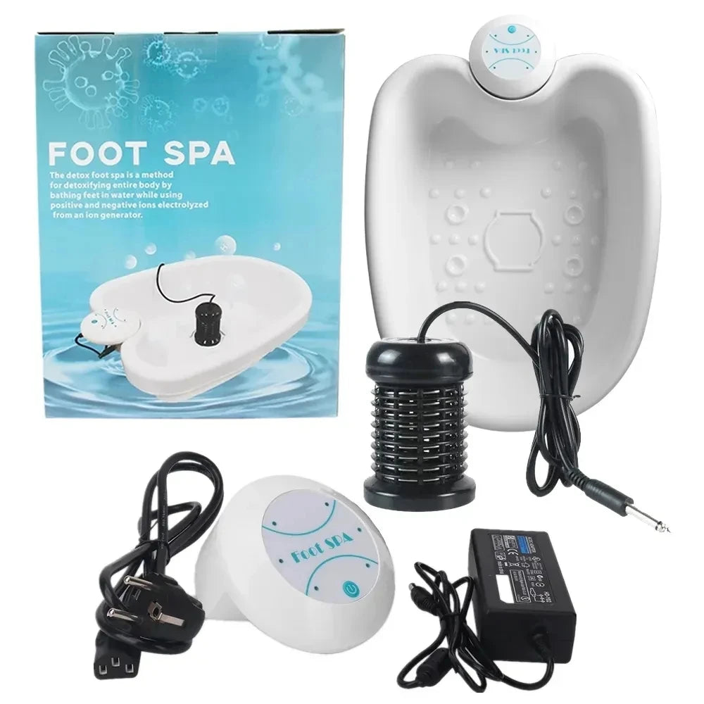 Detox Ionic Foot Spa Bath Massage Machine Electric FootBath Cleanse Massager Vibrating Foot Best Care Arrays Aqua Health Therapy Main image