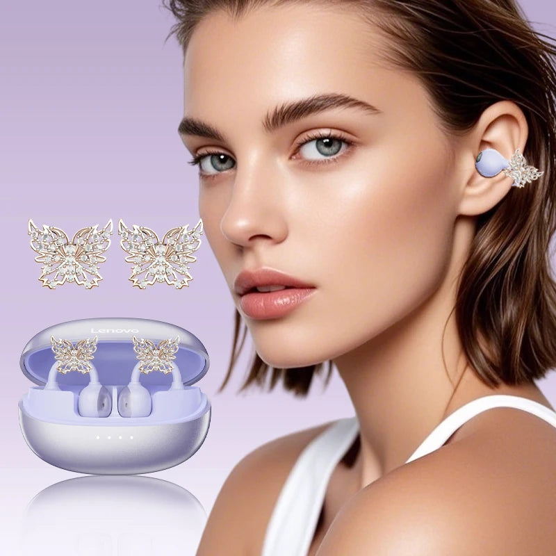 Lenovo LK6 Over Ear Wireless Bluetooth 5.4 Headphones Sound Quality Noise Reduction Ear Clip Earphones Long Endurance Earsets