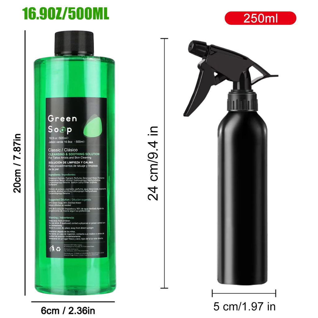 Tattoo Green Soap and Blue Soap - Super Concentrated Tattoo & Piercing Cleanser for Tattoo Studios, Tattoo Artist & Beginner