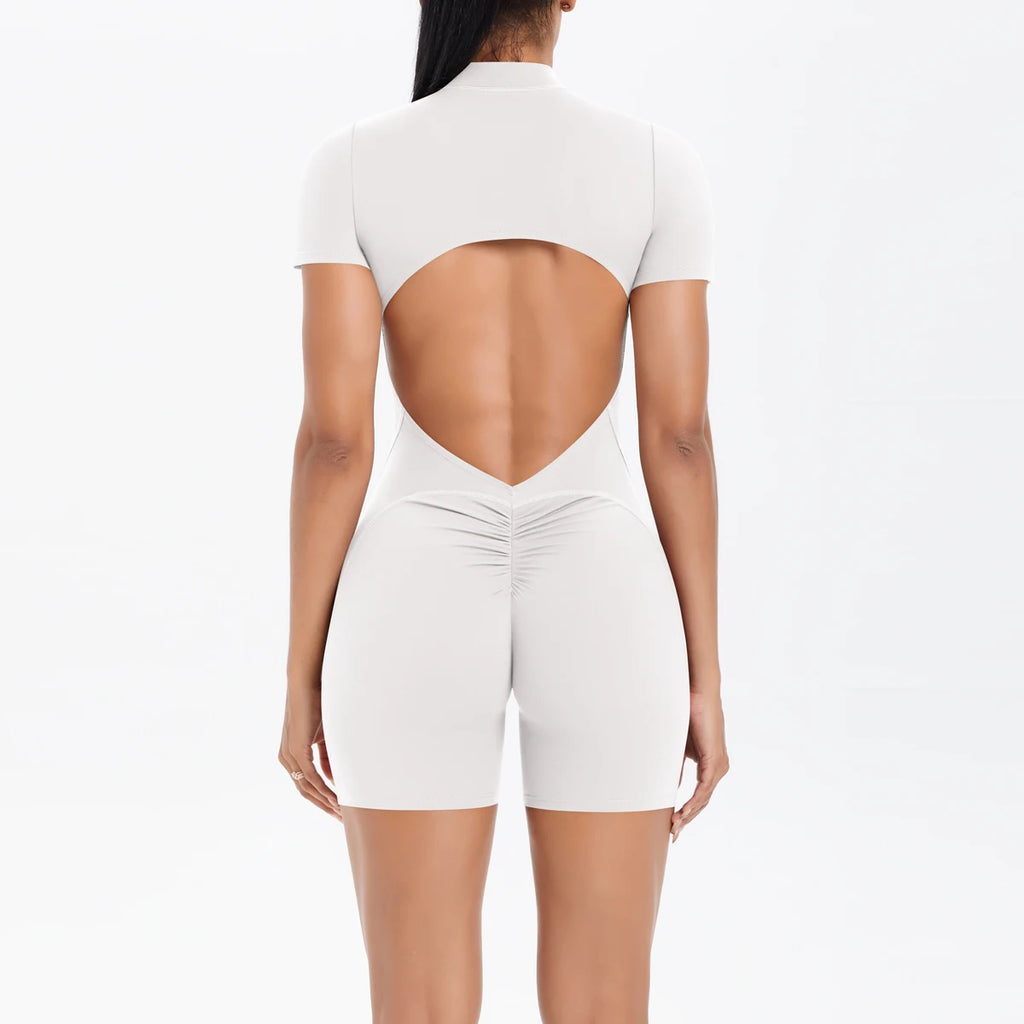 Zipper Gym Jumpsuit Short Women Yoga Sets Sports Outfits Female Yoga Overalls Workout Clothes Fitness Suit Woman's Tracksuit