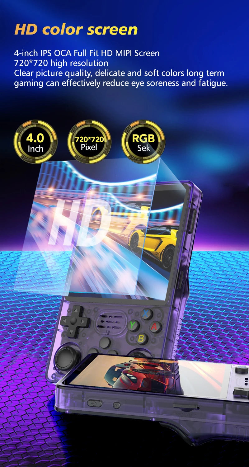 Portable Game Console R36S Plus, 64-Bit Linux System, 4.0 Inch IPS Screen, Handheld Pocket Video Game Player with RK3326 Chip