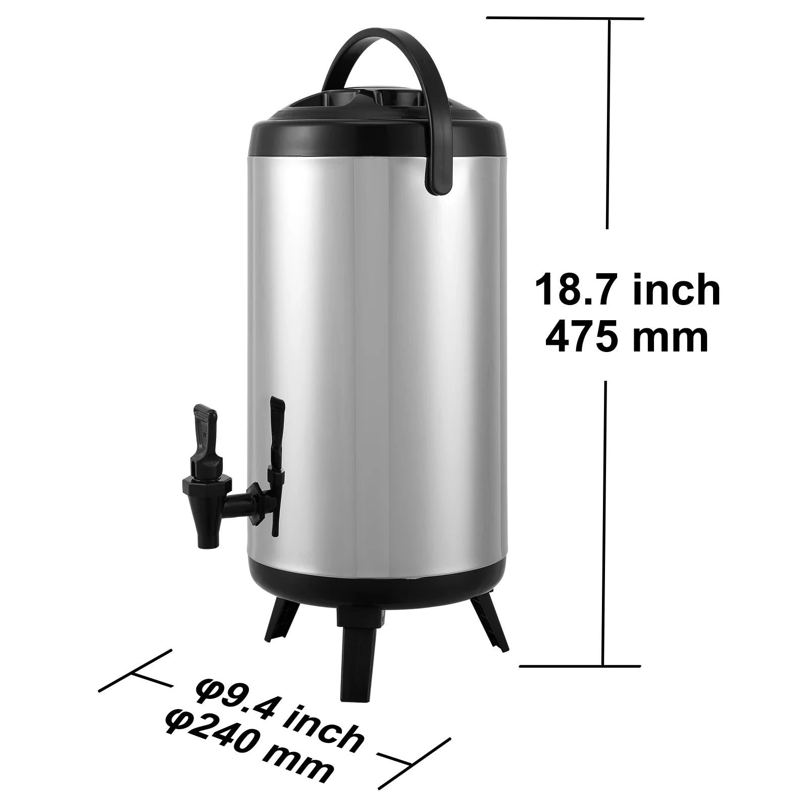 SucceBuy  Stainless Steel Insulated Beverage Dispenser 2 Gallon 7.6 Liter Thermal Hot and Cold Drink Server Dispenser