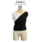 Sexy Short Sleeve Shirt Women Off Shoulder Patchwork Color Basic Tops Woman Summer Blouses Female Elegant Shirt