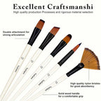 32pcs White Artist Brush Set - Round, Angle, Flat, Fan & Detail Brushes. Multi-functional for Acrylic, Oil, Watercolor, Gouache