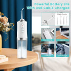 Portable Smart Electric Oral Irrigator 4 Jets 3 Modes USB Rechargeable Cordless Water Flosser Jet Irrigator Dental Teeth Cleaner