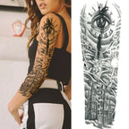 Compass Robot Arm Temporary Tattoos Sleeve For Men Women Realistic Fake Skull Angel Full Arm Tatoos Maori Totem Tattoo Sticker