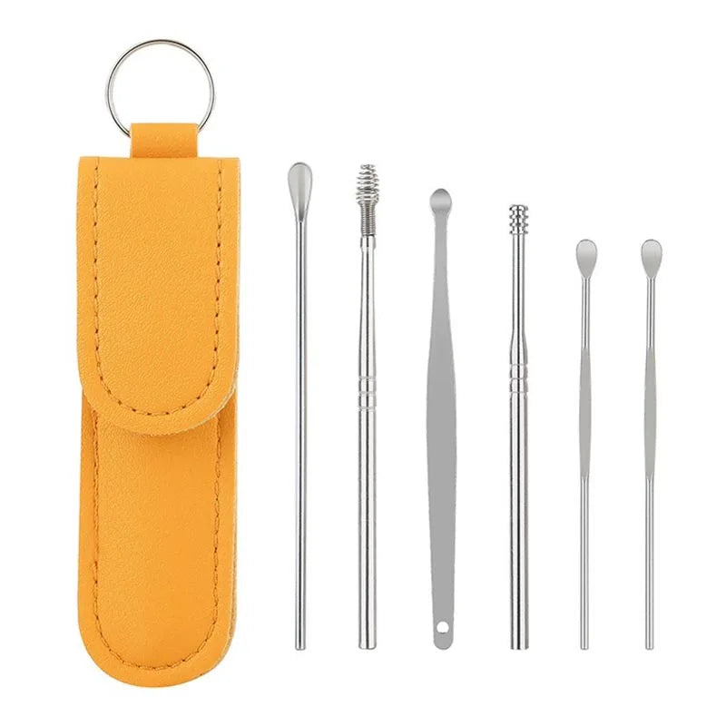6pcs Stainless Steel Ear pick cleaning kit Clean your ear wax cleaner removal tool cleaner ear sticks Clean Tool Kit Care EBHL04