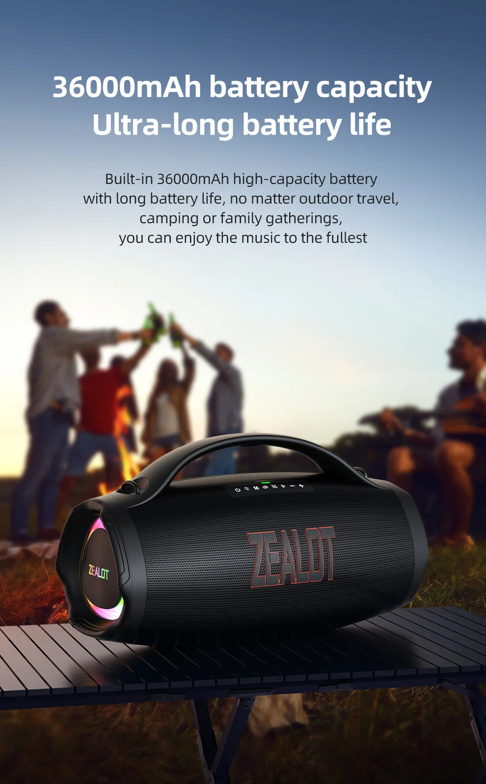 ZEALOT S98 160W Big Power Portable Bluetooth Speaker Wireless TWS Subwoofer Bluetooth Speaker Waterproof Mobile HIFI Quality