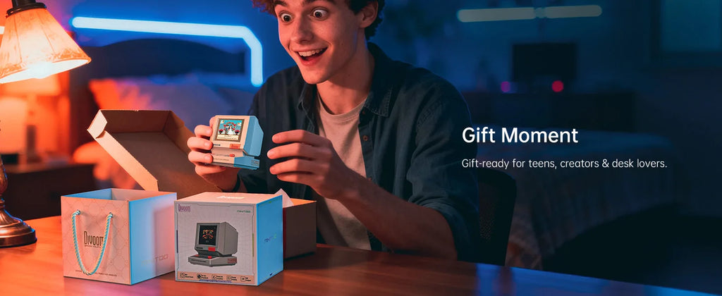 Divoom MiniToo Retro Bluetooth Speaker Portable Pixel Display Music Box Retro Computer Style Speaker Gift
