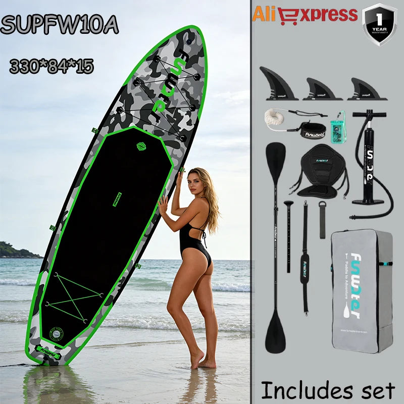 Funwater SUPFW10A Ultra-light inflatable Paddle Board 330*84*15 Paddle Board size, PVC Material, Adult Water Sports, yoga, fishing, Travel, Sea surfing non-slip Paddle Board Main image