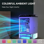 Compact Air Conditioning 3-Speed Personal Air Cooler 900ml Water Tank 7-Color Mood Light For Bedroom Desk Office