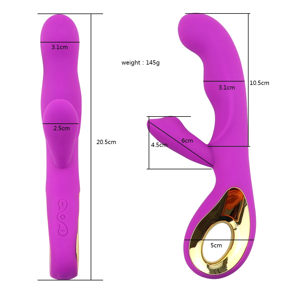 Suitable for women 2-in-1 vibrator 10 frequency dildo for women vaginal clitoris sucking vibrating masturbator adult products
