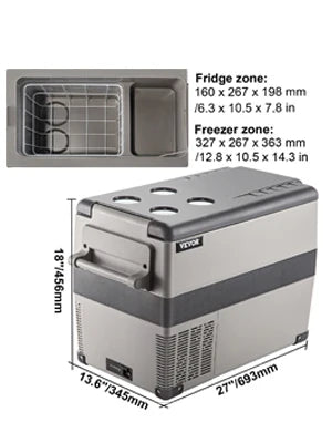 VEVOR Car Refrigerator Portable Compressor Cooler 35-55L Mini Fridge Freezer 12/24V DC 110-240V Ice Box for Camping Picnic Frige