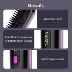 Cordless Hair Straightener Brush 3 Temperature Electric Negative Ions Ceramic Anti-Scald Heated Comb Hair Styling Tools