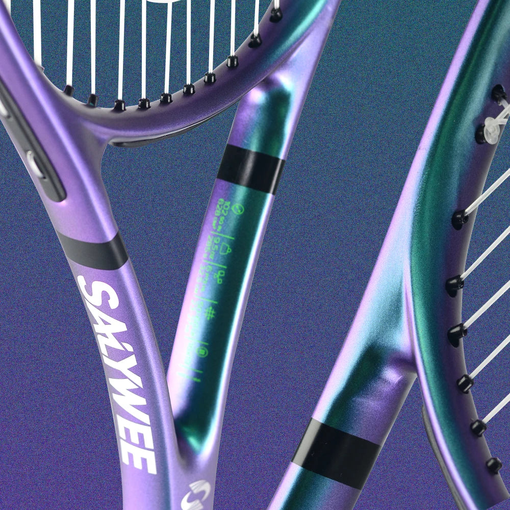RaceRun-MAX Composite Carbon Tennis Racket, 295±10g Lightweight, 325mm Balance, One-Piece Stable Frame, 50-60lbs, for Advanced
