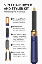 5 In 1 Hair Dryer And Hot Air Comb Brush With Curling Iron Hair Straightener For Fast Drying Curling Straightening And Styling
