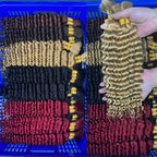 P4/27 Highligt Deep Wave Bulk Human Hair Braiding Blonde Curly Brazilian Human Hair Extensions for Micro Braiding No Weft