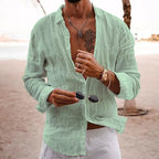 2026 Men's Cotton Linen Shirts Top Simple Laple Solid  Man Shirts Tops Comfortable Loose Casual Holiday Shirts for Men Blouses