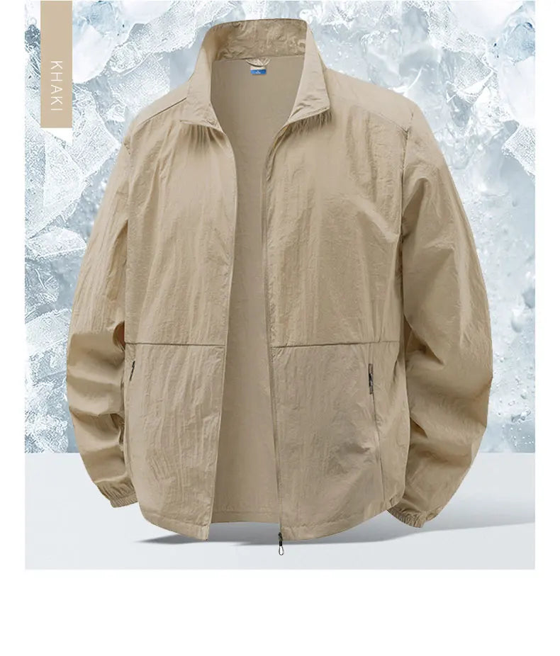 Men's Sun Protection Jacket Ultrathin Windbreaker Summer Outdoor UV Jacket Loose Stand Collar Oversized Sunscreen Coat Fishing