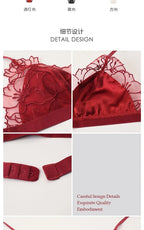 BANERDANNI Pure Desire Victoria French Lace Embroidered Lingerie Women's Thin Cup Triangle Cup Bra Set Comfortable No Underwire