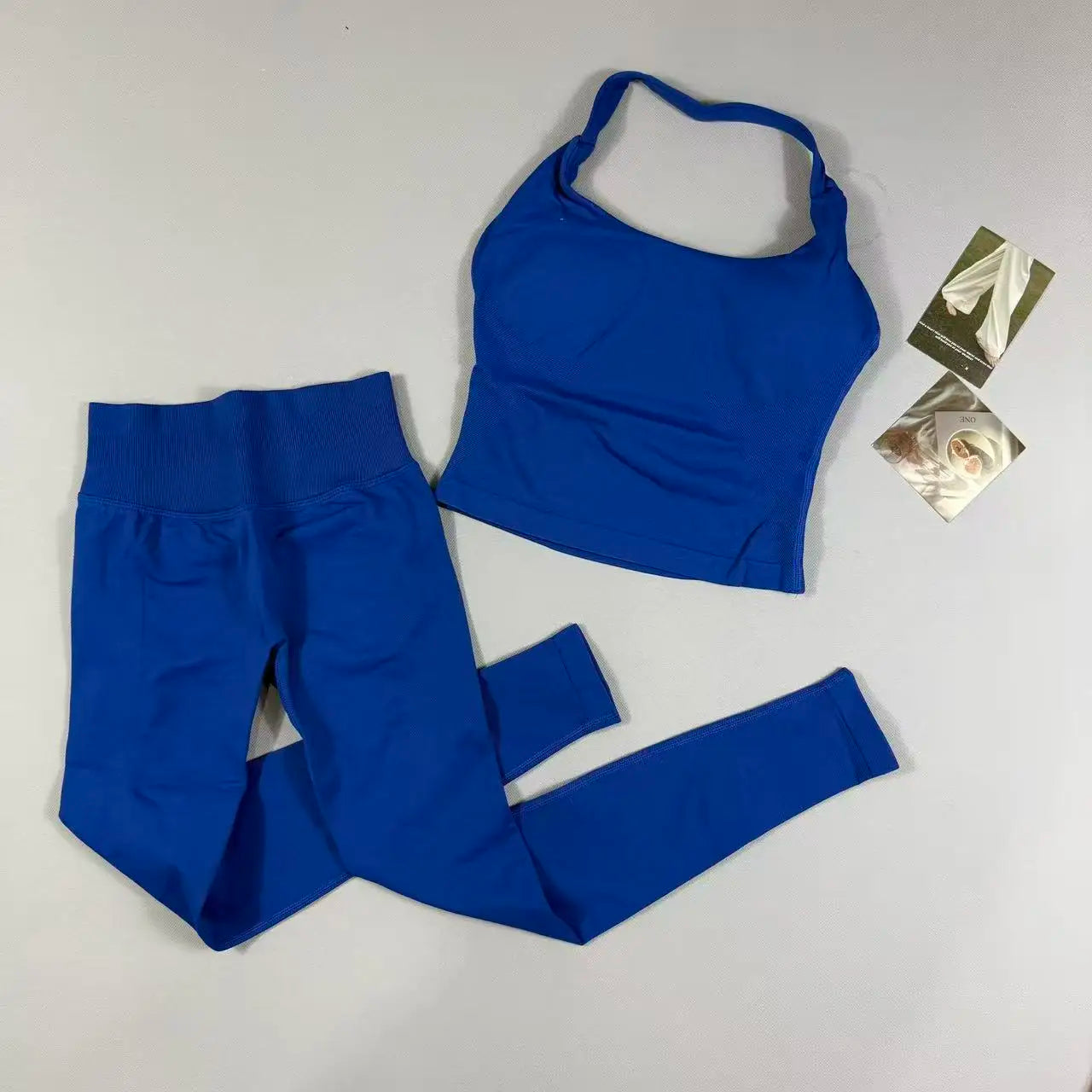 NO LOGO Yoga outfit sports Impact gym set Halter Top and leggings pant sets Backless halterneck High stretch sportswear