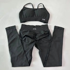 AYBL Yoga Set Seamless Yoga Set 2 Pieces Women Workout Set Scrunch Leggings Backless Sports Bra Fitness Top Gym Pants Clothes