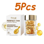 Portable Tanning Capsule Accelerate Natural Bronze Tan Moisturizing & Soothing Even Skin Tone Sunless Self-Tanning Serum