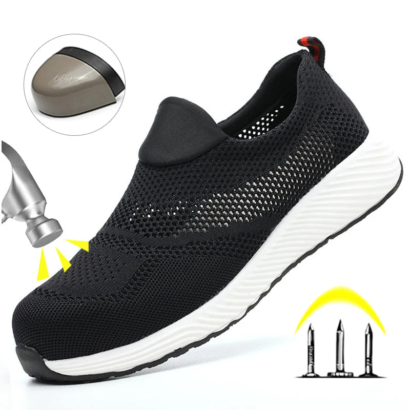 Summer Mesh Light Work Sneakers Steel Toe Protective Work Safety Shoes Men Women Breathable Construction Shoes Work Boots Men Main image