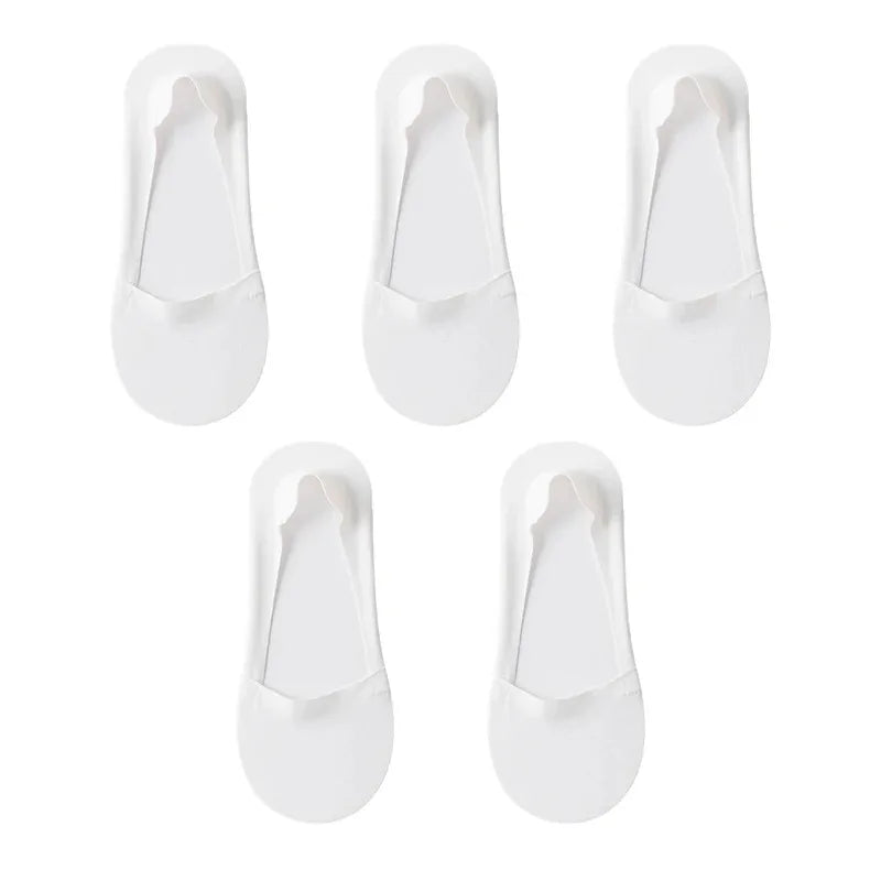 5Pairs Women Socks Breathable Invisible Silicone Non-slip Solid Color Boat Sock Comfortable High Quality No-Show Sox Ultra-thin