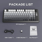 ATTACK SHARK M75 Wireless Membrane Gaming Keyboard with Knob&OLED Display Bluetooth/2.4Ghz Rainbow Backlit Gradient PBT Keycaps