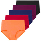 Molasus 5pcs Women's Cotton Panties Seamless Underwear High Waist Full Coverage Ladies Briefs Set Breathable Underpant Plus Size