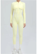 Women's Yoga Jumpsuit Hip Lift Sports Fitness Removable Padding Backless Zipper Leggings One-Piece Running Workout Gym Jumpsuit