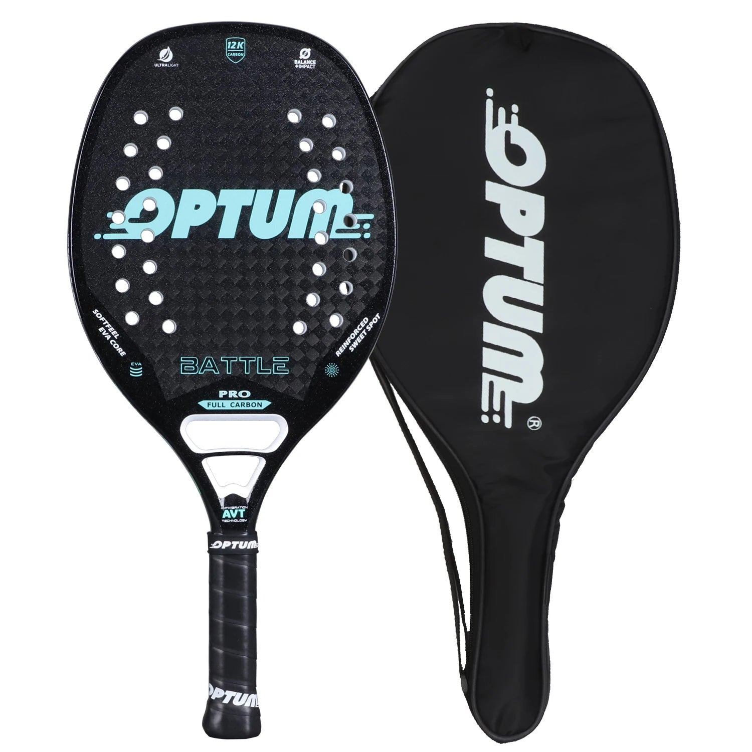 OPTUM BATTLE 12K Carbon Fiber Rough Surface Beach Tennis Racket With Cover Bag Main image