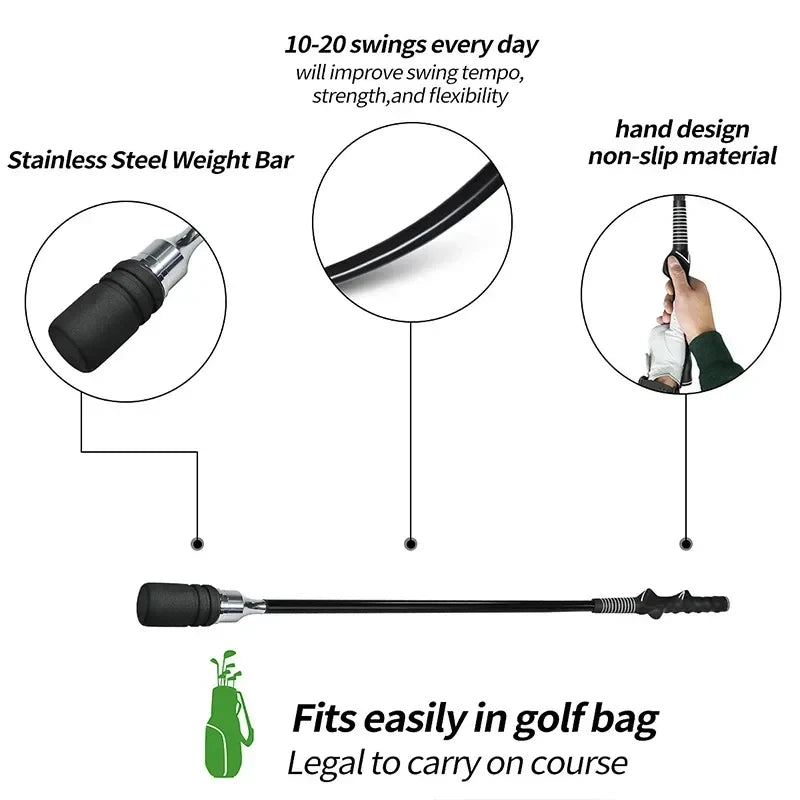 MO EYES Golf Swing Trainer Black Indoor and Outdoor Practice Stick Hand Grip HGB031 Secondary image