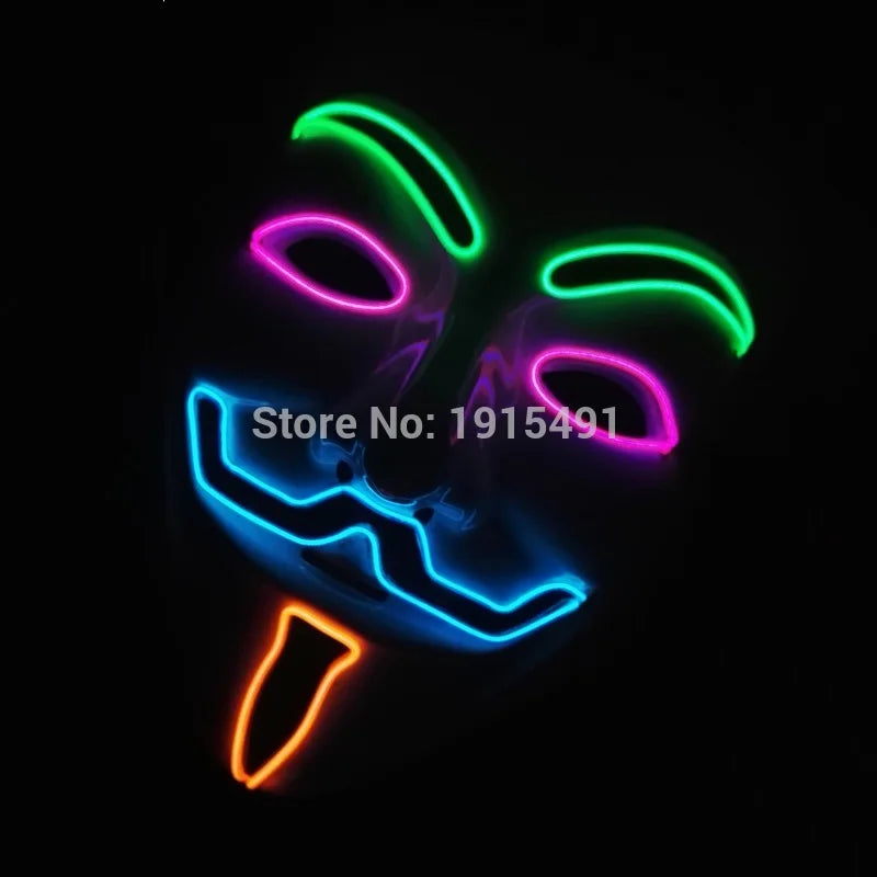 V For Vendetta Mask Cosplay Guy Fawkes Hacker Glowing Mask For Halloween Carnival  Decor Props