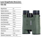 BOSHIWEI 10x42 HD Binoculars with Laser Rangefinder IPX7 Waterproof Ergonomic Design for Long Time Outdoor Viewing and Measuring
